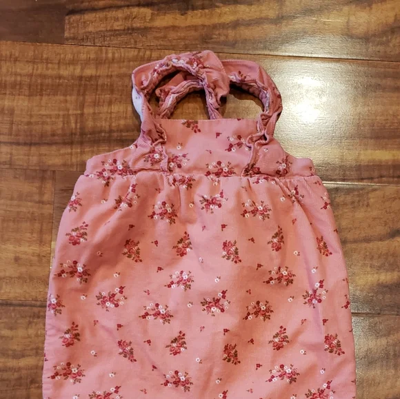 Janie and Jack EUC 12-18 months pink floral corduroy overalls - Picture 3 of 5